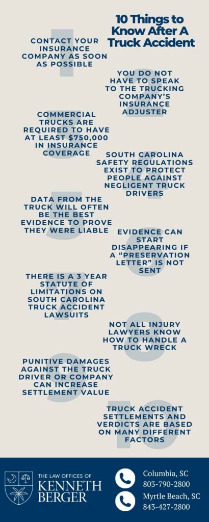 Infographic Describing 10 Things To Know After A Myrtle Beach Truck Accident